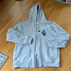 Disney parks world icon hooded full zip, gray sweatshirt castle size M